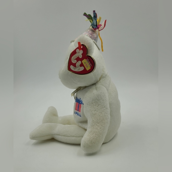 Ty BEANIE BABY - APRIL BIRTHDAY BEAR WITH HAT 2002 8.5” “MWMT” - Picture 3 of 4